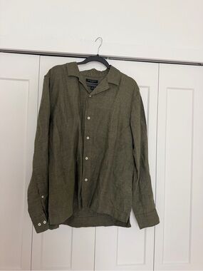 Banana Republic Olive Green Linen Shirt Jacket